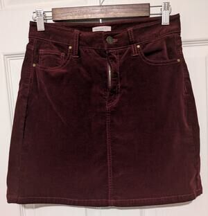 Women's Burgundy Market & Spruce Corduroy Mini Skirt sz 4 EUC